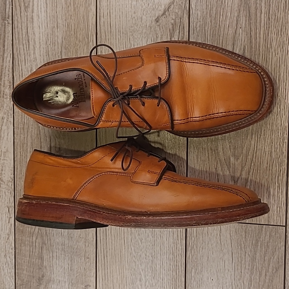 ALLEN EDMONDS Hillcrest Tan Brown Bicycle Toe Lace Up Sz 7 E Mens Dress Shoes